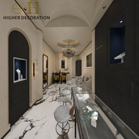 Conception personnalisée d'intérieur de bijouterie complète, vitrine à bijoux en verre, présentoir mural pour bijoux avec éclairage