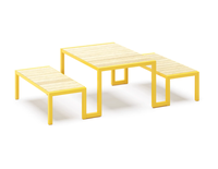 Tables et chaises en aluminium à 4 places, résistantes aux UV, confortables, durables, en bambou commercial, pour restaurant, cour