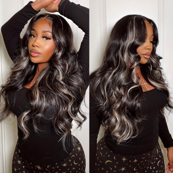 1B grey lace front wig