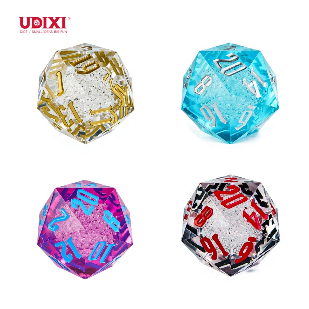 Udixi пластиковый многогранный логотип под заказ ролевая игра Подземелья и Драконы акриловые огромные 55 мм D20 кости пузырьки