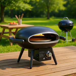 Four à pizza au gaz portable 12 pouces avec pierre céramique, propane, pour cuisson en extérieur, avec thermomètre intégré - Product Image 2