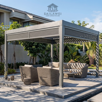 Pergola murale de luxe 4x3m en aluminium avec toit à lames motorisé, imperméable, pare-soleil intelligent pour patio et jardin, vente directe d'usine OEM