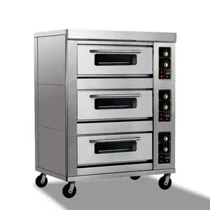 Double Commercial Baking Shop Equipment Cake Bread Price, Pizza Electric 2 Layers 4 Trays Two Deck Bakery Oven