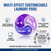 Capsules de lessive faciles à dissoudre pour les taches tenaces, parfum personnalisé, forme personnalisée, emballage personnalisé, couleur personnalisée pour la conception OEM ODM