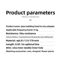 Câble coaxial RF HYT HYT-HU250 à conducteur en cuivre massif RG1.13/RG178 pour antenne WiFi GSM GPS 3G 4G, fil de raccordement d'extension