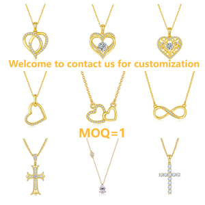 新しいデザインの幾何学模様のスターリングシルバー製カラフルなラボグロウンダイヤモンドフープペンダント、高品質ブリリアントカット、18Kゴールドメッキ - Product Image 6