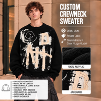 Pulls Oversize Streetwear Homme – Motif Peinture Vieillie, Tricot Jacquard, Acrylique 7GG 480GSM – Vente en Gros OEM
