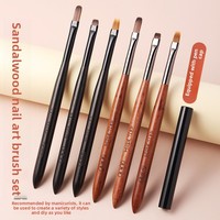 Pinceau à gel UV en bois de santal japonais élastique à long manche pour nail art, stylo applicateur de base coat, ensemble de pinceaux pour dégradé et mélange de motifs