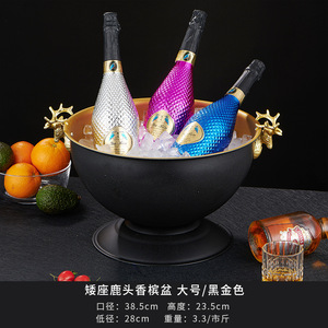 Sáng Tạo Hiện Đại Sang Trọng Vàng Bạc Đen Sâm Banh Bia Hươu Đầu Xử Lý 304 Kim Loại Thép Không Gỉ Xô Đá - Product Image 5