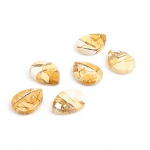 Nueva Llegada 10x14mm Natural Brecciated Mookaite Jaspe Amarillo Suave Forma de pera Briolette Calibrado Piedras preciosas de cuarzo sueltas - Product Image 1
