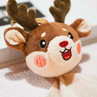 Charme en peluche cerf de dessin animé avec porte-clés, chiffon de nettoyage en microfibre pour écrans et lentilles, imprimé avec logo personnalisé en usine