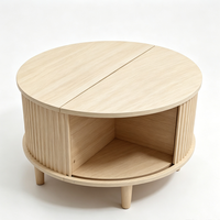 Meubles pour salon, table basse ronde en bois avec plateau rabattable, style minimaliste, grande capacité de rangement, table centrale pour salon, meubles pour la maison
