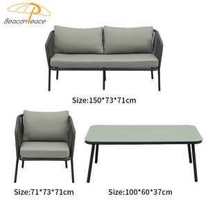 Ensemble de canapés 4 places modernes et imperméables, tissage de corde de meubles, ensemble de canapés de <span class=keywords><strong>jardin</strong></span> Villia pour cour extérieure en aluminium - Product Image 5