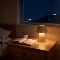 Lampe de table LED mini champignon rechargeable à commande tactile, lumière chaude, métal, sans fil, portable, pour la décoration de la maison