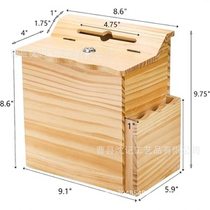 Caja de sugerencias de madera con cerradura, rectangular, multifuncional, regalo empresarial, artesanía de Shandong - Product Image 5