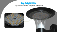 Lampe solaire à pilier étanche IP65, 3000K 4000K 6000K en option, 10W, télécommande, installation facile, éclairage de colonne de jardin extérieur