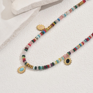 Collar de Cuentas Geométricas con Incrustaciones de Piedras Preciosas Multicolores, Joyería de Moda Hecha a Mano, Accesorio para Mujer, Diseño en Forma de U, XL5612 - Product Image 2