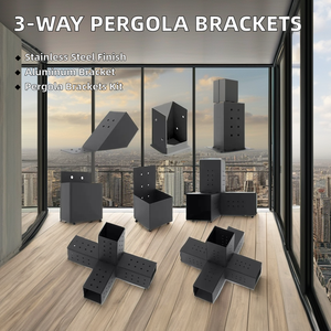 Supports de pergola 4x4 6x6 8x8 en acier inoxydable, support d'angle d'extension à 3 voies pour poutres en bois, kit de pergola pour gazebo, support en aluminium - Product Image 3