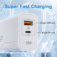 Chargeur mural USB-C 38W avec prise EU/US, adaptateur de voyage Type C PD, chargeur rapide USB C 38W pour Samsung/Xiaomi, charge rapide