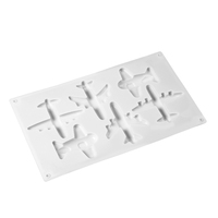 Moule en silicone rectangulaire classique populaire 6 en 1 pour décoration de gâteaux, pâtisseries et fondants, motif avion 3D brillant