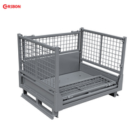 Cage en treillis métallique revêtue galvanisée Conteneur de stockage empilable Cage en fil d'acier pour le stockage logistique et la protection en entrepôt