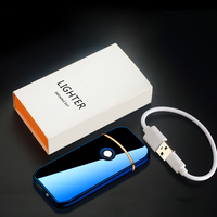 Allume-cigare USB électrique rechargeable en métal sans flamme Briquet bon marché Logo douanier