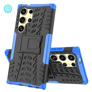 Shock Proof Phone Case For Samsung S24 Ultra With Foldable Stand Precise Hole Position Cell Phone Cover