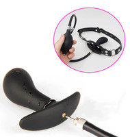 Bâillon buccal gonflable BDSM, harnais de bondage, bâillon à bouche large, jeux sexuels pour adultes, balle buccale, plug anal avec billes, jouets sexuels