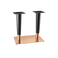 Base de table moderne à double piétement – Pieds de table en acier inoxydable noir et plaqué or rose pour restaurants et cafés