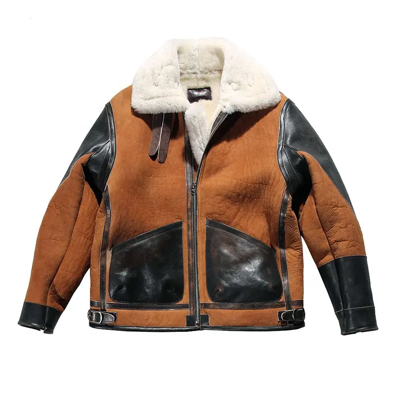 Оптовая продажа, зимнее высококачественное мужское меховое пальто B3 из овечьей шерсти, куртки большого размера из натуральной кожи