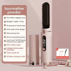 Peigne boucleur électrique pour cheveux, outil de coiffage et de soin capillaire pour usage domestique et professionnel, peigne lisseur en cuivre à air chaud - Product Image 2