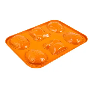 XINZE Festival Baking Tray Bfa Free Oven Baking Tool Bakeware Easter 6 Cup Non-Stick Cake Metal Molds Cake Pans For Baking
