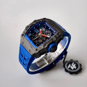 Esfera de reloj de fábrica de alta calidad con correa de caucho azul y negra y movimiento con correa de caucho azul de 13.5 mm - Product Image 1
