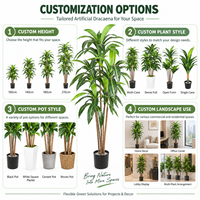 Plante artificielle Dracaena en gros, faux arbre de maïs, verdure décorative avec pot, pour restaurants, centres commerciaux, salles d'exposition