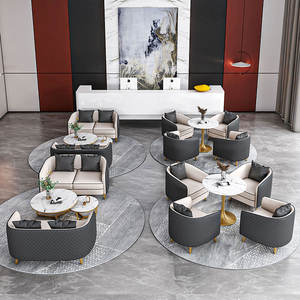 Juego de Sofás para Hotel en Forma de U, Estilo Minimalista de Lujo Ligero, Acabado en Cuero Duradero, Muebles para Sala de Recepción - Product Image 2