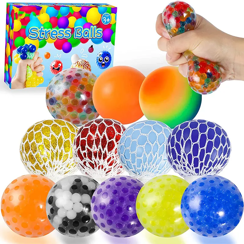 12-er Pack Sinnesstress-Ball-Set Fidget-Spielzeug Fidget-Gitterball für Kinder Erwachsene