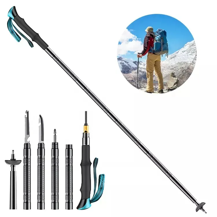 Laribon Retractable Foldable Hiking Stick Multifunctional Alpenstock