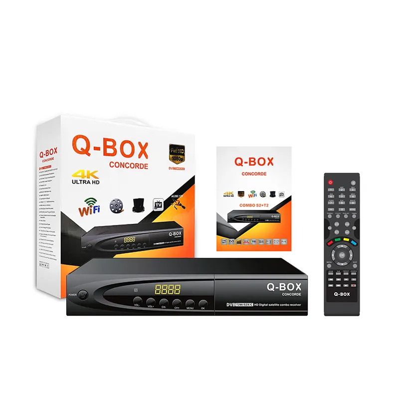 4k combo dvb s2 dvb t2 QBOX dvb-t/dvb-t2 sintonizzatore tv ricevitore full hd 1080p supporto OTA Wifi USB MPEG H264 Time Shift EPG OSD CCCAM
