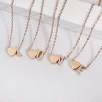 Collar con colgante de letra inicial de corazón chapado en oro rosa de acero inoxidable, nombre, amistad, regalo de cumpleaños, Collar personalizado
