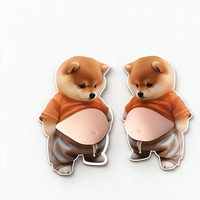 Quzao 3D Pop Belly Sticker TPR Squishy Kawaii Hond Kat Decal Stress Verlichting Fidget Toy Telefoon Laptop Decoratie Tas 11x7cm QC Gecertificeerd
