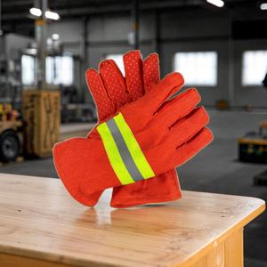 Gants de sécurité personnalisables en gros, directement de l'usine, en coton orange, pour la lutte contre les incendies et les secours, ignifuges et résistants à la chaleur - Product Image 2