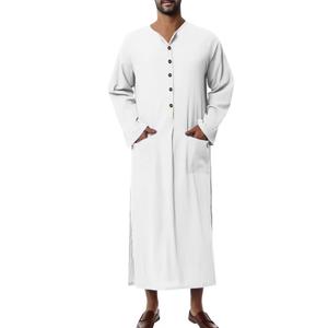 <span class=keywords><strong>Agbada</strong></span> brodé, tenue semi-formelle pour hommes, robe longue à manches longues, col ample, musulman, été, hiver, longue durée, Moyen-Orient - Product Image 2