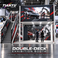 Stand d'exposition double étage TIANYU moderne en tissu tendu SEG pour salon professionnel et stand d'accueil commercial