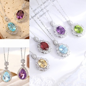 จี้คริสตัลพลอยสีธรรมชาติขายดีที่สุด สร้อยคอเงินแท้ s925 สำหรับผู้หญิง ดีไซน์เนอร์ สร้อยคอคล้องไหปลาร้า - Product Image 1