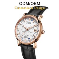 Montre de couple Caluola Charm ODM/OEM avec cadran analogique gravé, cristal saphir, calendrier, mouvement mécanique, boîtier en acier inoxydable, 5 BAR