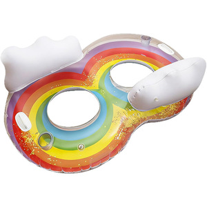 Hongcheng Rainbow Double Inflatable Float Chair 140x90cm With Backrest For Adults Pool Lounge - Product Image 3