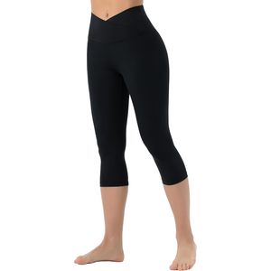 Pantalones Capri de Yoga para Mujer FOXA, Cintura Cruzada en V, Cintura Alta, Control de Abdomen, para Entrenamiento - Product Image 1
