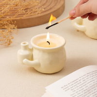 Fabricant de bougies OEM à faible MOQ, bougies parfumées personnalisées, bougies en pot de céramique mignonnes à l'effigie de dessins animés, bougies de soja parfumées
