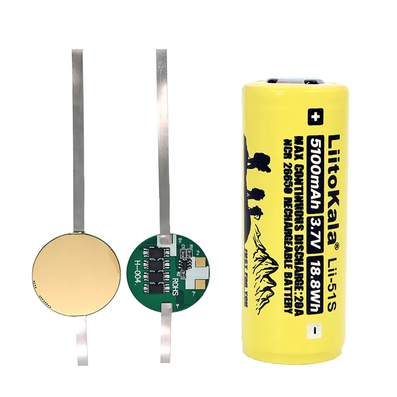 Liitokala Bateria recarregável cilíndrica personalizável Lii-51S 26650 3.7v 5100mAh com célula de bateria PCB