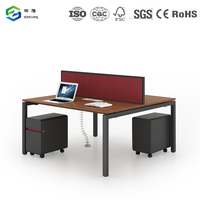 Elegante Tavolo da Ufficio Commerciale con Struttura in Metallo e Piano in Legno, Postazione di Lavoro Doppia con Scrivania per Computer